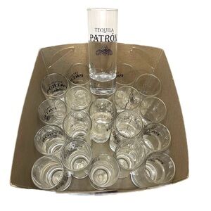 Set Of 24 Vintage Patron Tequila 4" Tall Honey Bee Shot Glass Limited Edition